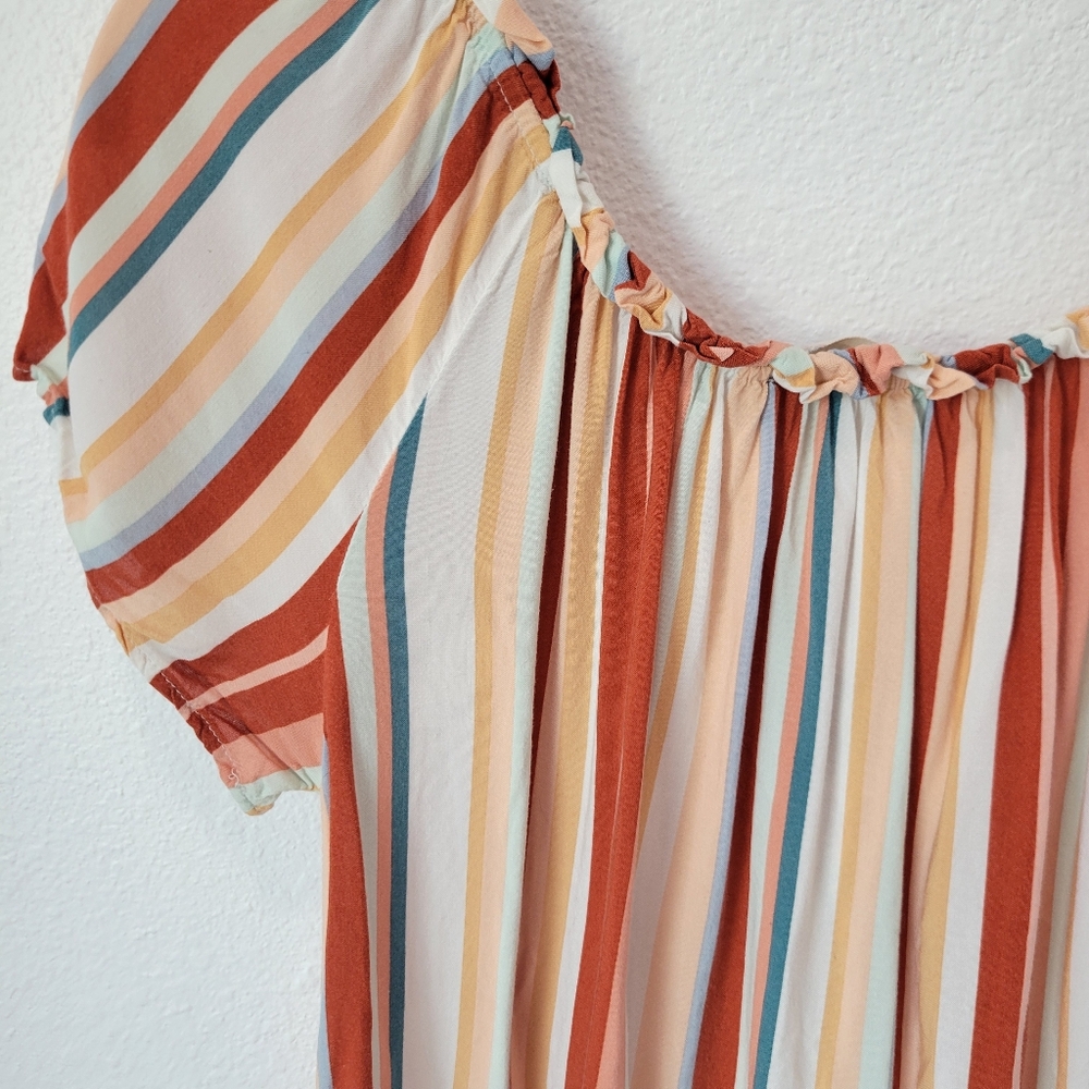 Pink Republic Women's M Boho Vertical Stripe Blouse Festival Summer Colorful - Picture 3 of 6